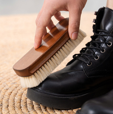Wool Solid Wood Premium Beech Shoe Brush Polishing and Polishing Leather Shoes Care Multi-functional Brush